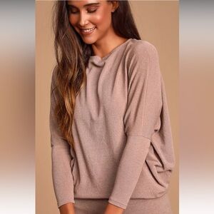New Lulus Verla Rusty Rose Dolman Sleeve Sweater Top